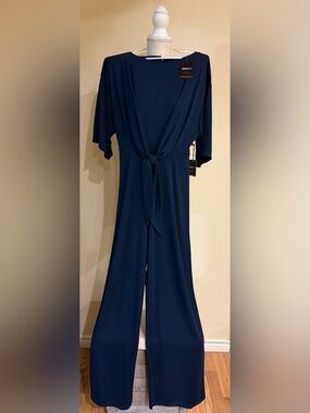 NWT Forever 21 Navy Tie-Front Jumpsuit